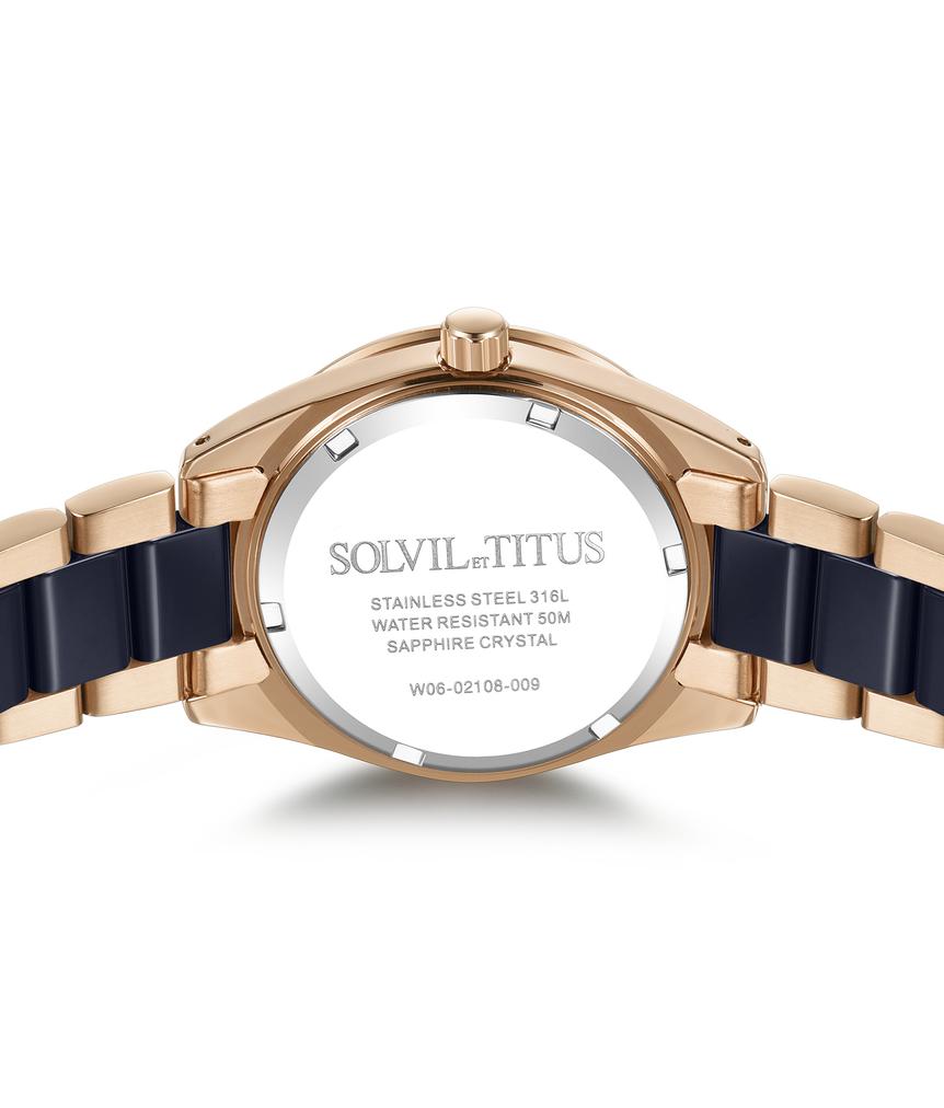 Perse多功能石英不鏽鋼配陶瓷腕錶 W06-02108-009