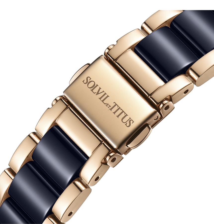 Perse多功能石英不鏽鋼配陶瓷腕錶 W06-02108-009