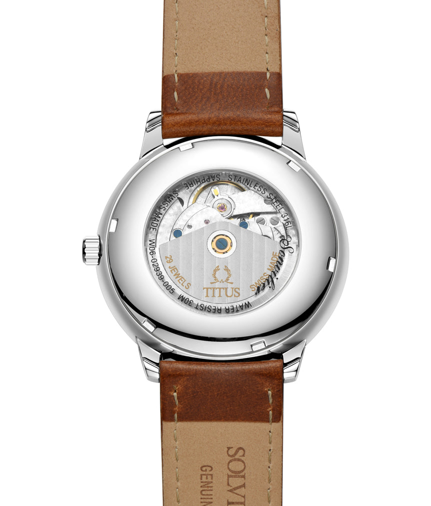 Sonvilier Swiss Made 3 Hands Date Mechanical Leather Watch W06-02939-005