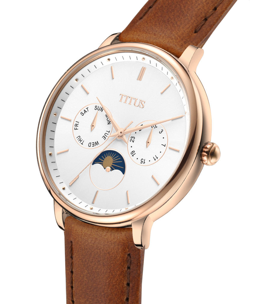 Fashionista Multi-Function with Day Night Indicator Quartz Leather Watch W06-03071-009