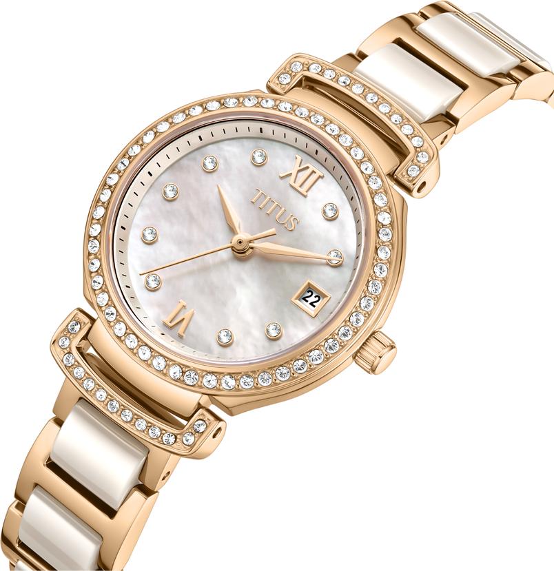 Fair Lady 3 Hands Date Quartz Stainless Steel with Ceramic Watch W06-03139-014