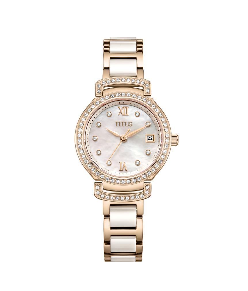 Fair Lady 3 Hands Date Quartz Stainless Steel with Ceramic Watch W06-03139-014