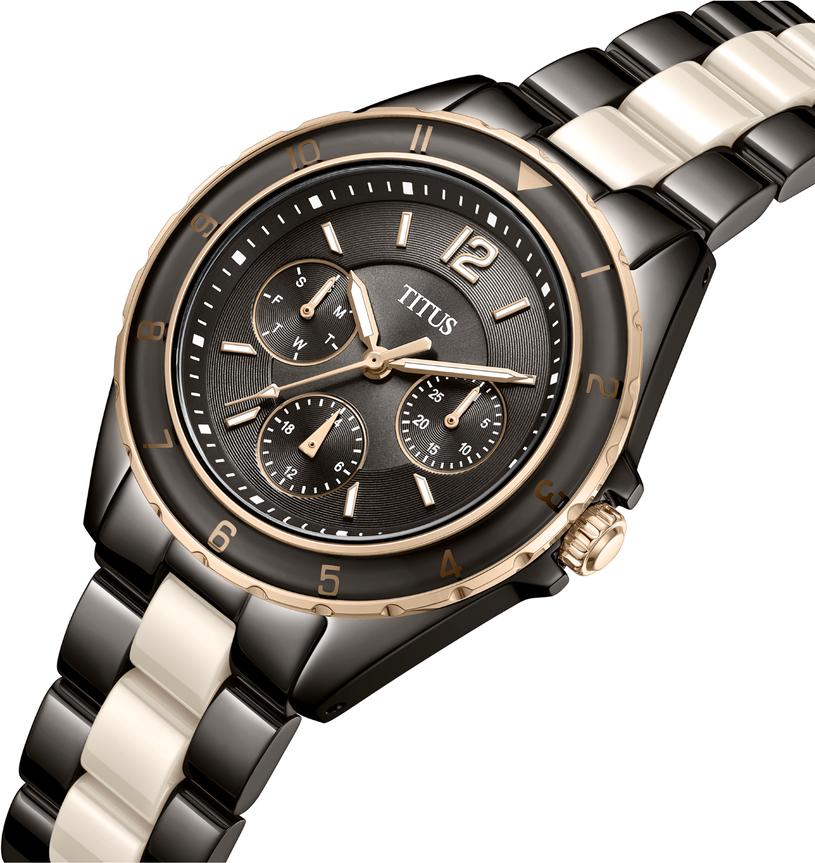 Perse多功能石英不鏽鋼配陶瓷腕錶  W06-03248-009