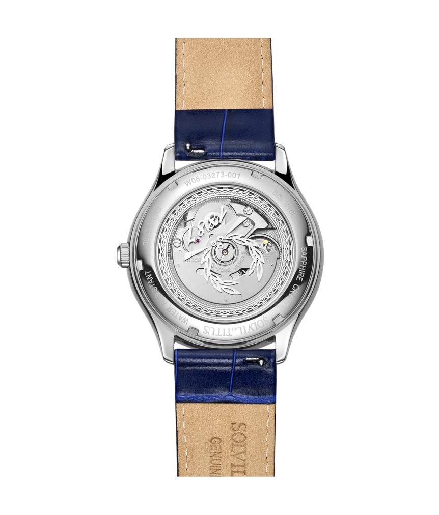 Classic三針日期顯示自動機械皮革腕錶 W06-03273-001