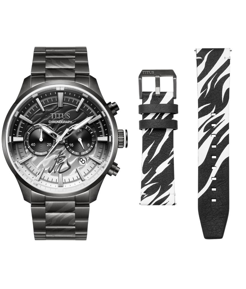 Saber計時石英不鏽鋼 / 皮革腕錶 W06-03359-001