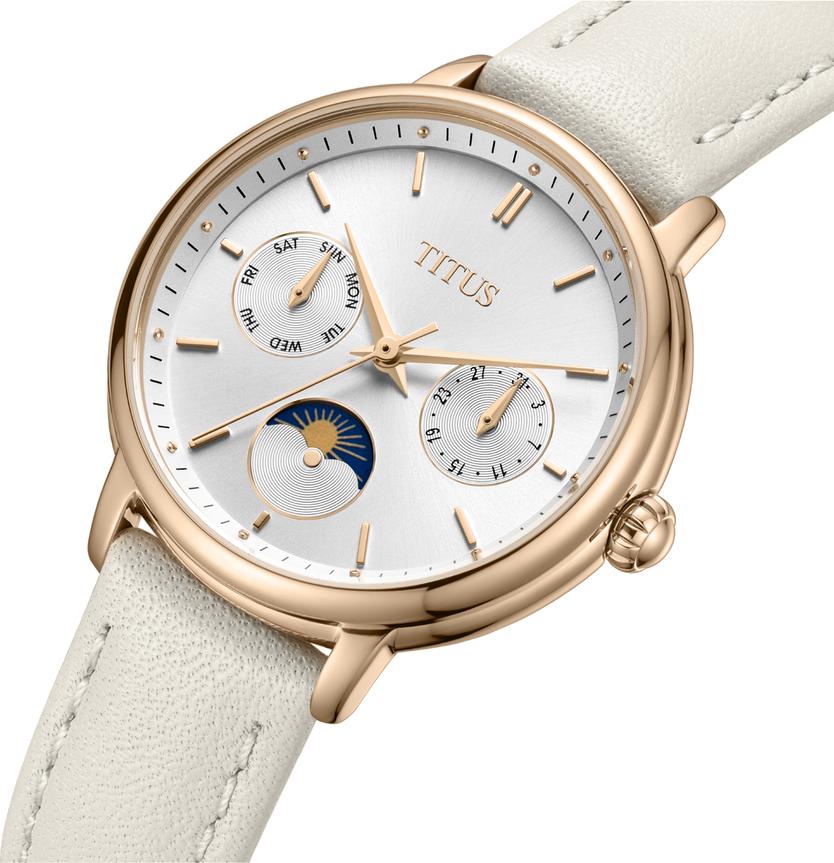 Fashionista Multi-function Day & Night Quartz Leather Watch W06-03404-008