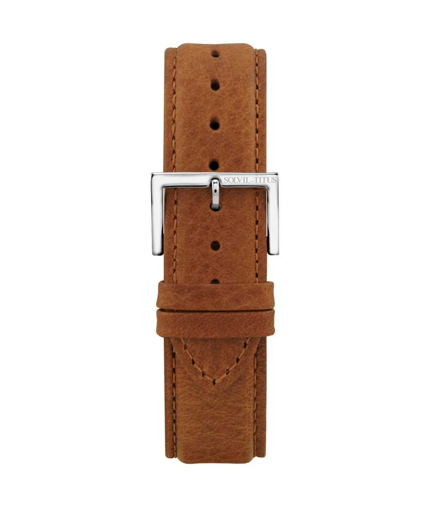 22 mm Brown Litchi Pattern Leather Watch Strap T06-021-11-101