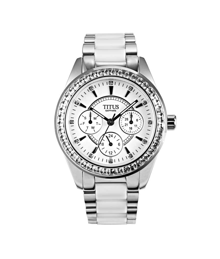 Perse多功能石英不鏽鋼配陶瓷腕錶 W06-02108-001