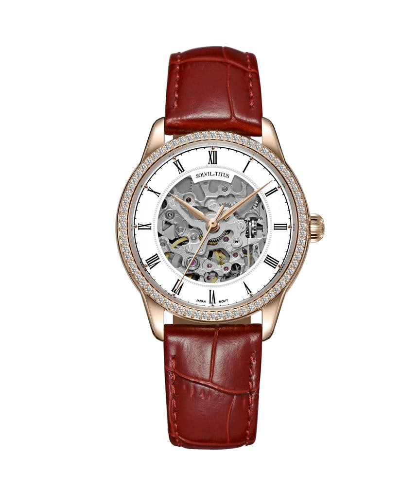 Classic 3 Hands Skeleton Mechanical Leather Watch W06-03311-005
