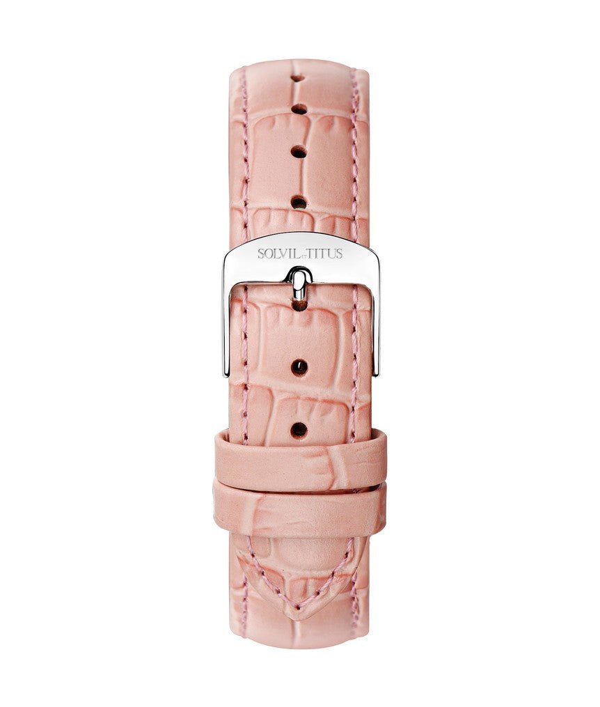 16mm Light Pink Croco Pattern Leather Watch Strap T06-034-19-011