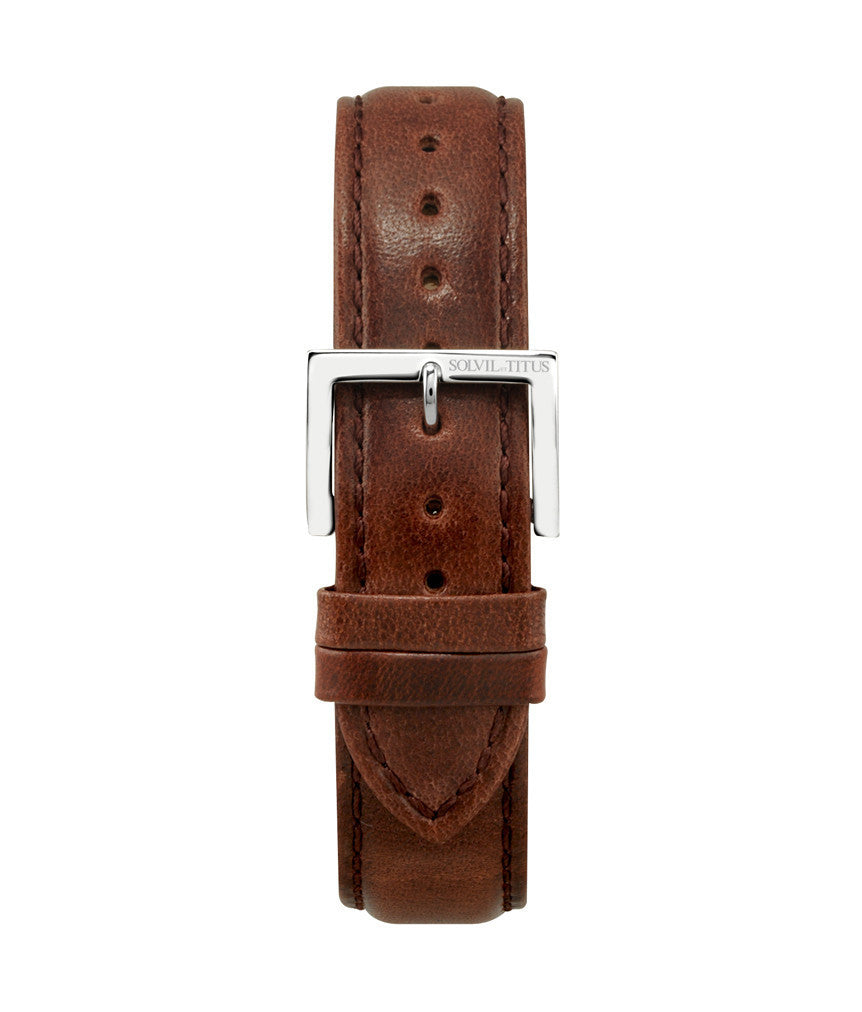 20 mm深啡色無壓紋小牛皮皮革錶帶 T06-036-13-061