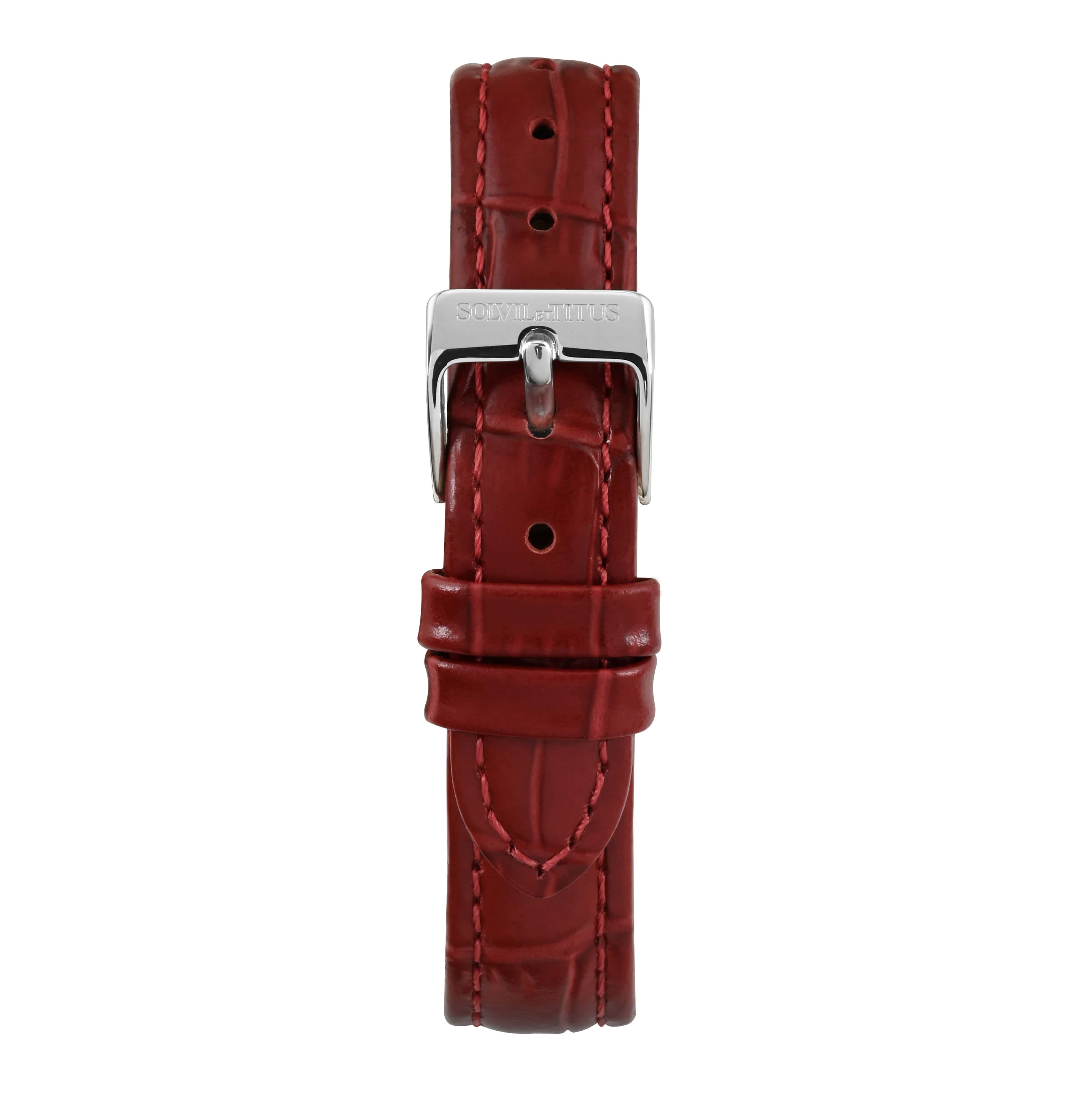 12mm Red Croco Pattern Leather Watch Strap T06-039-24-011