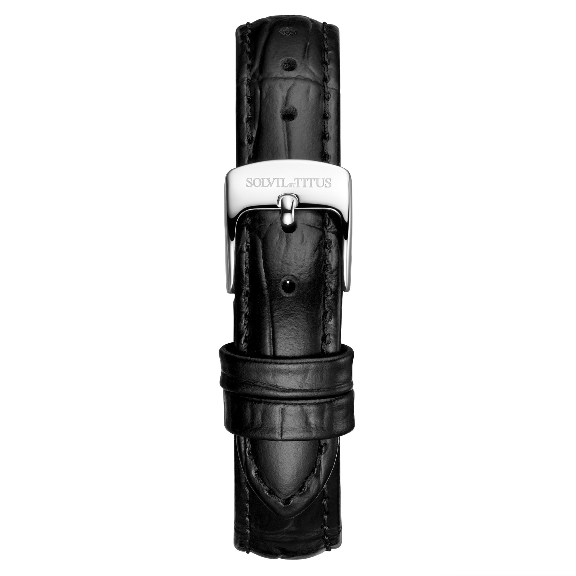 14mm Black Croco Pattern Leather Watch Strap T06-08I-03-011