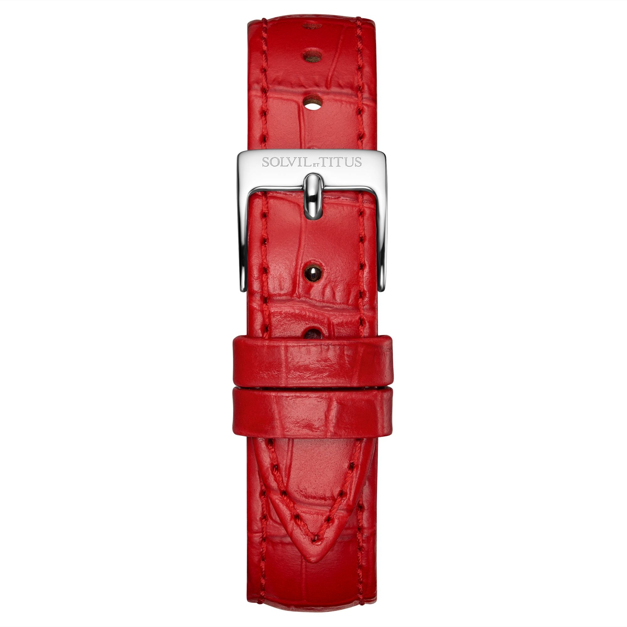 16mm紅色鱷紋皮革錶帶 T06-158-23-011