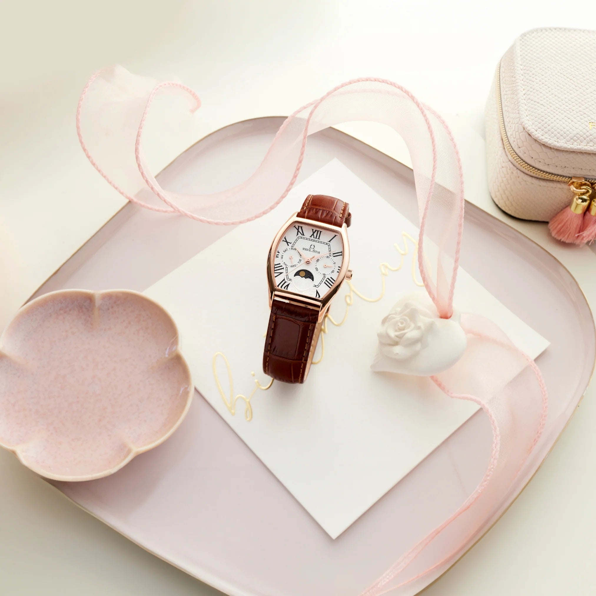 Barista Multi-Function with Day Night Indicator Quartz Leather Watch W06-03220-003