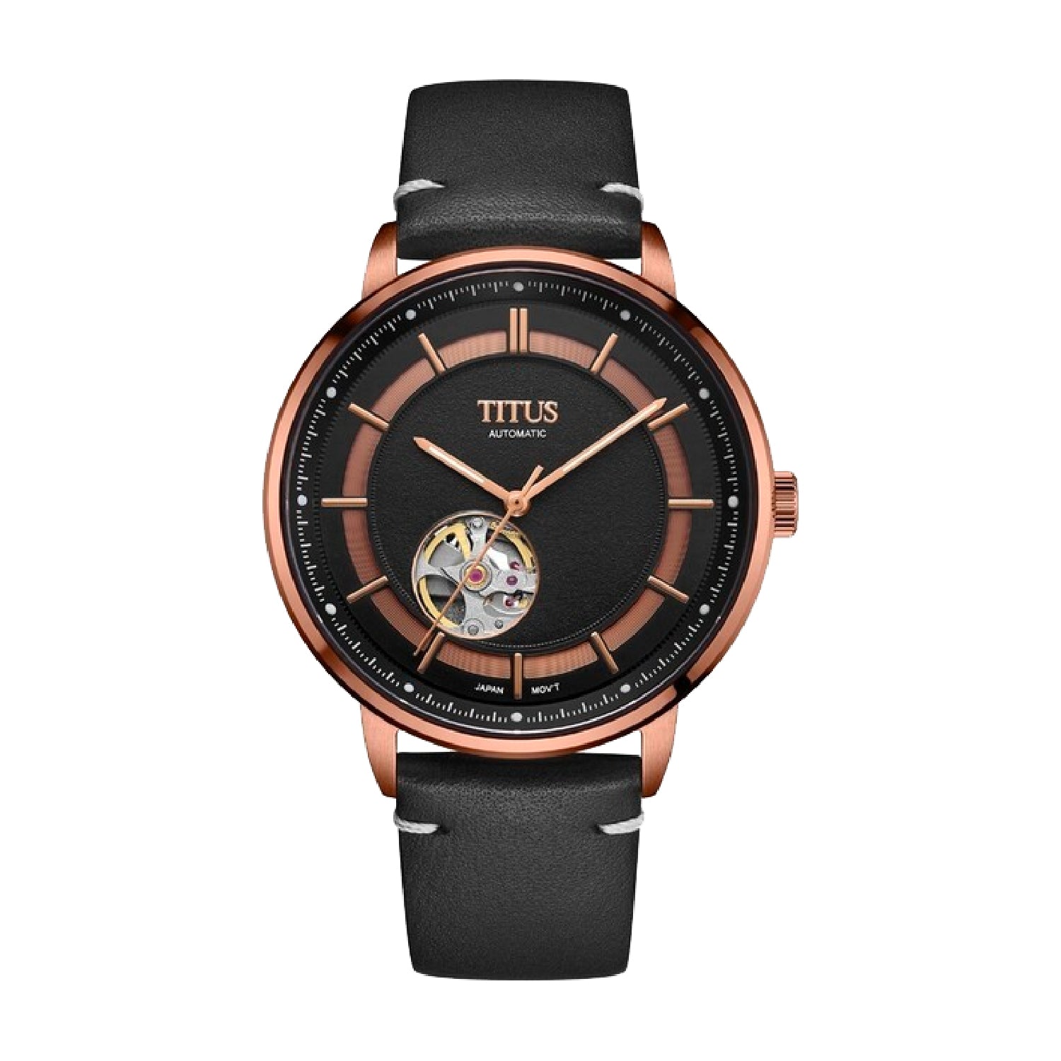 Enlight三針自動機械皮革腕錶 W06-03277-007