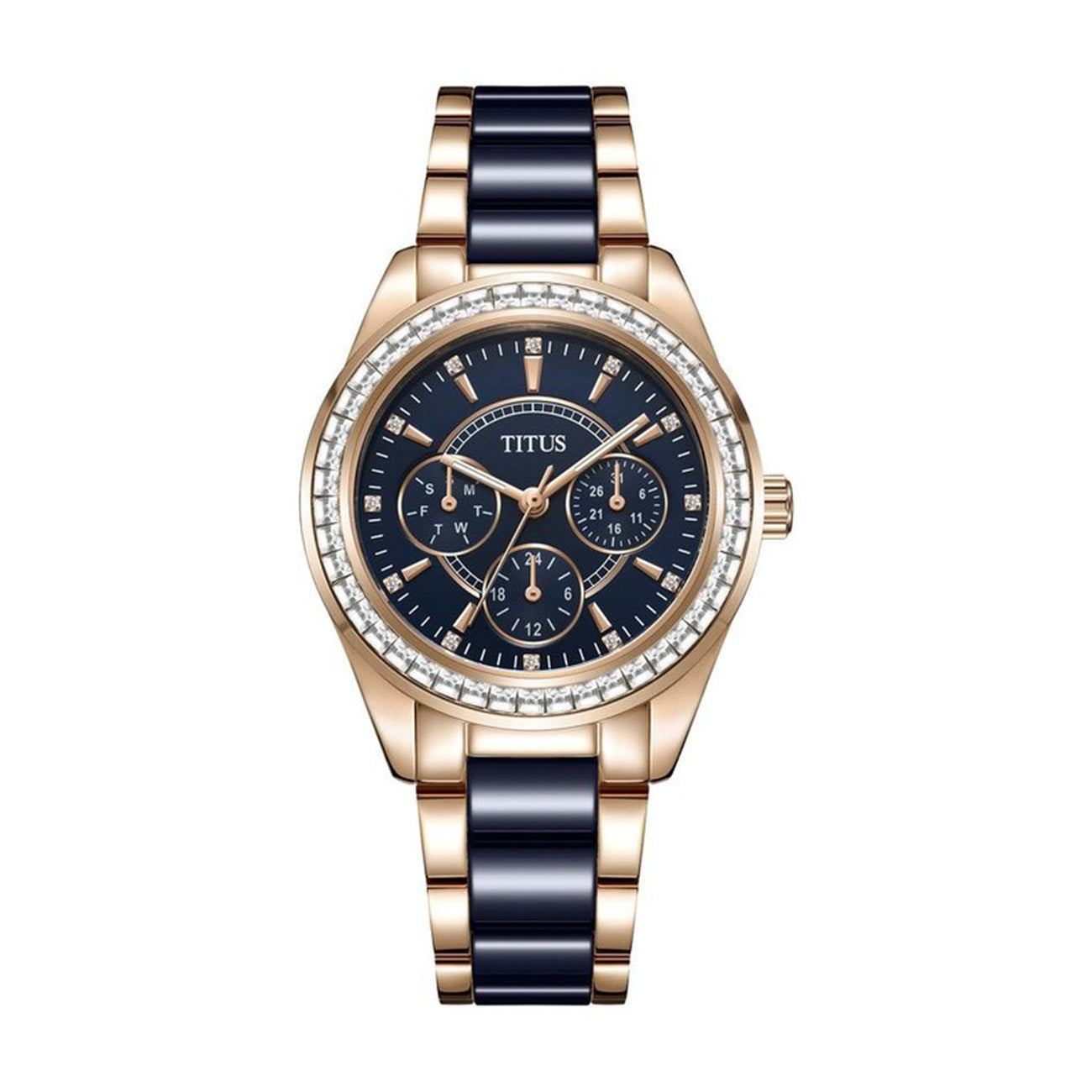 Perse多功能石英不鏽鋼配陶瓷腕錶 W06-02108-009