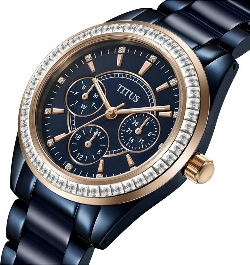 Perse Multi-Function Quartz Stainless Steel with Ceramic Watch W06-02108-012