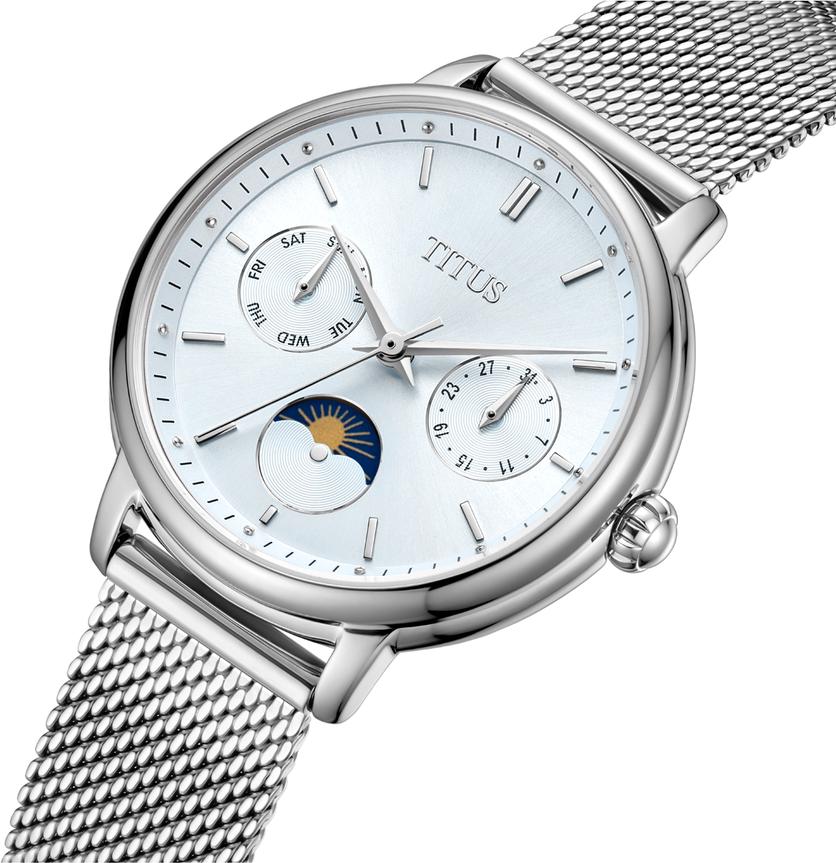 Fashionista Multi-function Day & Night Quartz Stainless Steel Watch W0