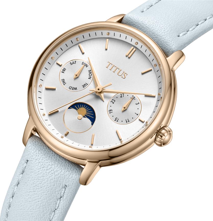 Fashionista Multi-function Day & Night Quartz Leather Watch  W06-03404-006