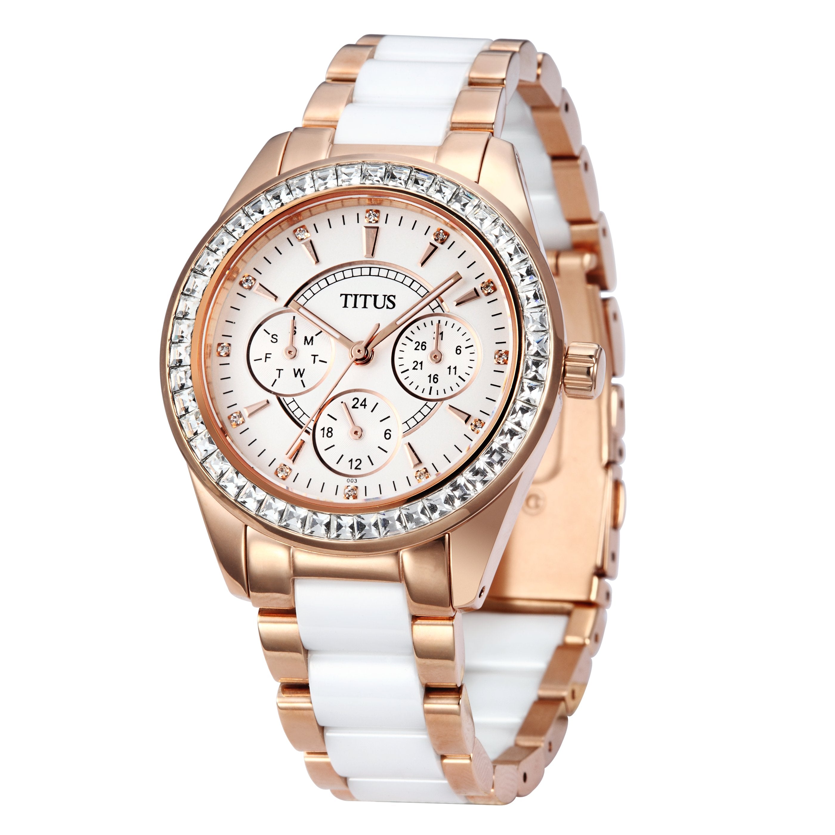 Perse Multi-Function Quartz Stainless Steel with Ceramic Watch W06-02108-003